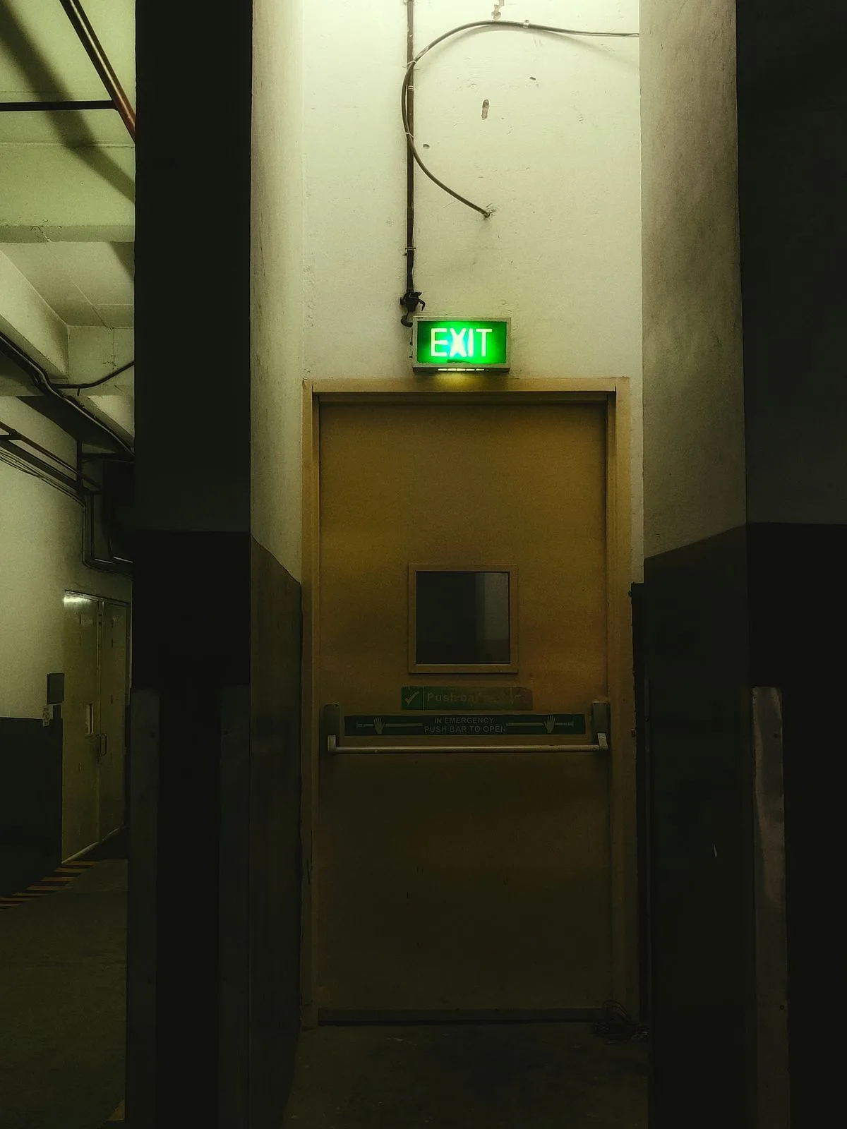 Emergency exit door in an industrial building