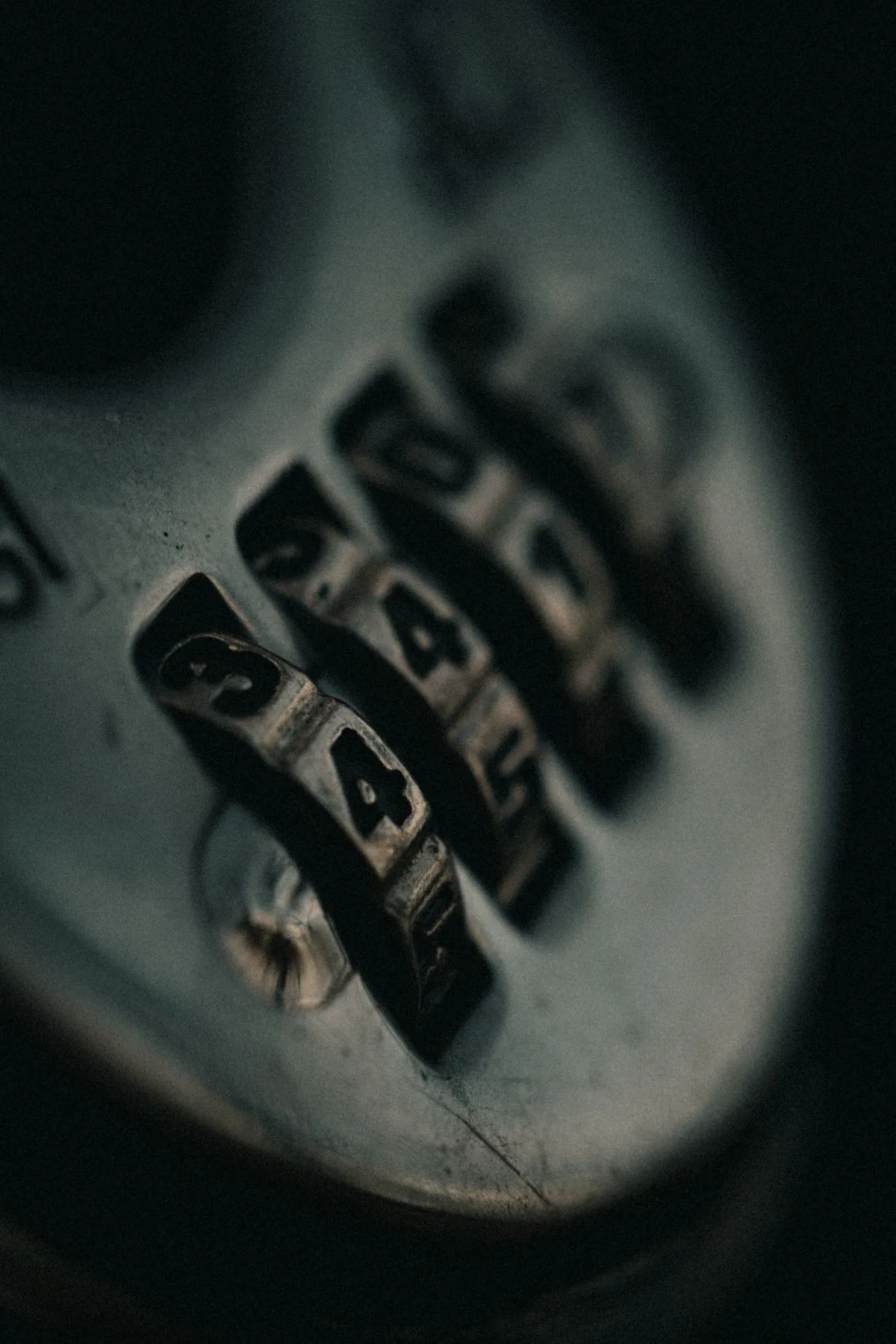 Close-up of a combination lock dial